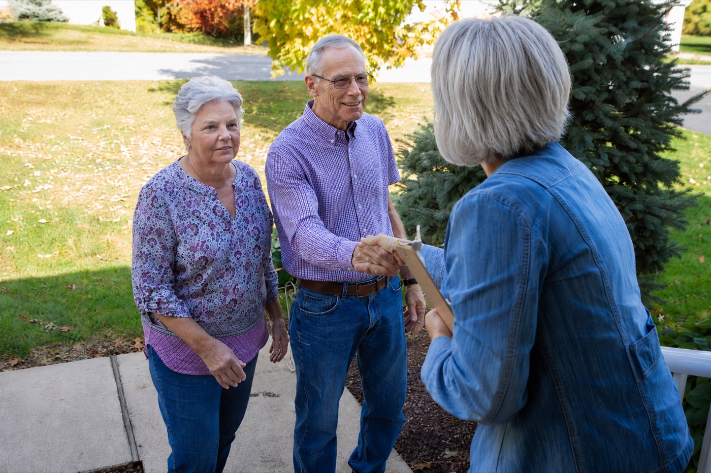 Tammy Wiles welcoming clients at their front door
